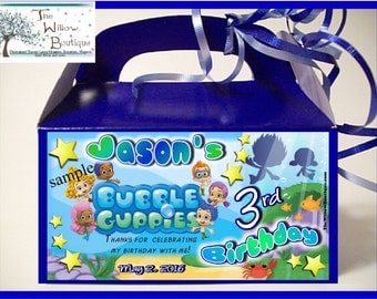 BUBBLE GUPPIES BIRTHDAY Goody Box Loot Favors Personalized with your childs name etc.
