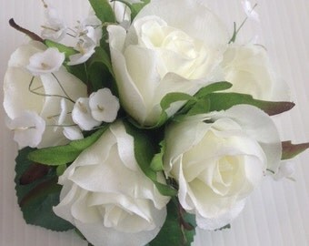Classic White Slik Rose Wrist Corsage