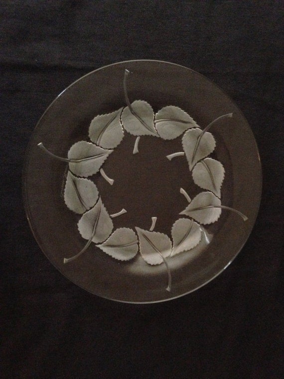 Set of Eight Lalique Leaf Plates For Salad by