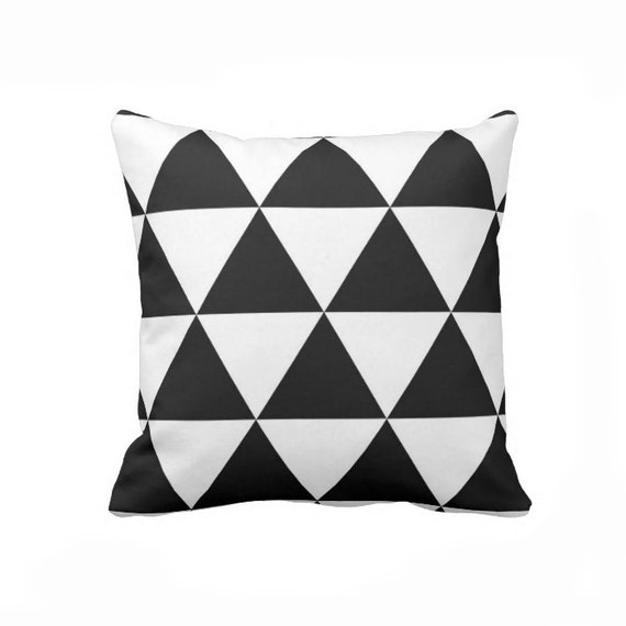 Triangles Pillow Throw Pillow Geometric Pillow Black and