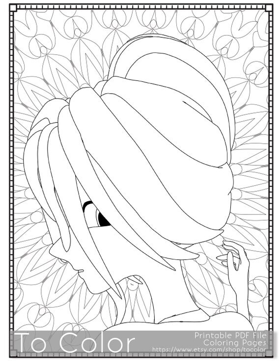 items similar to girl printable coloring pages for adults pdf jpg