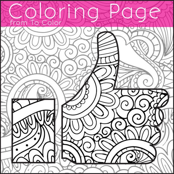 Download Items similar to Printable Thumbs Up Coloring Page for Adults, PDF / JPG, Instant Download ...