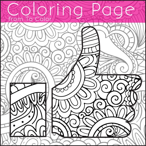 Printable Thumbs Up Coloring Page for Adults PDF / JPG by ToColor