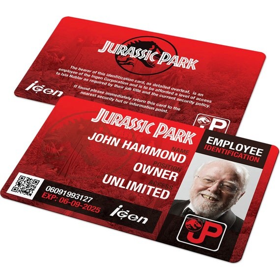 Jurassic Park Custom Badge, Jurassic Park Costume, Jurassic Park Cosplay, Dinosaur Costume