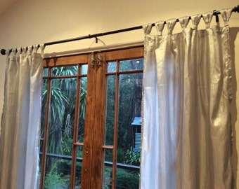 Unique Bow Tie Tab Top Opaque Silver/Pewter Grey Curtains