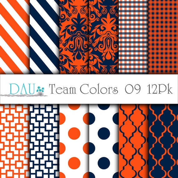 12 Pack Digital Download Team Colors Orange Blue Football