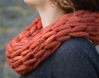 Chunky Knit Infinity Scarf - Pure Merino Wool Snood