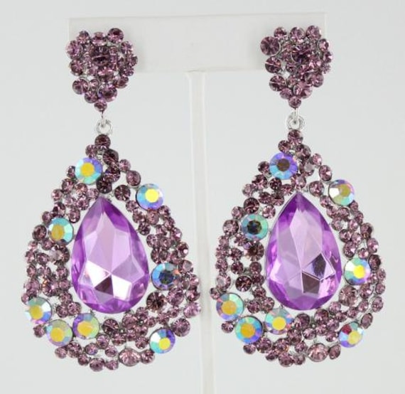 Purple Earrings Purple Chunky Earrings Large Purple by LMBling
