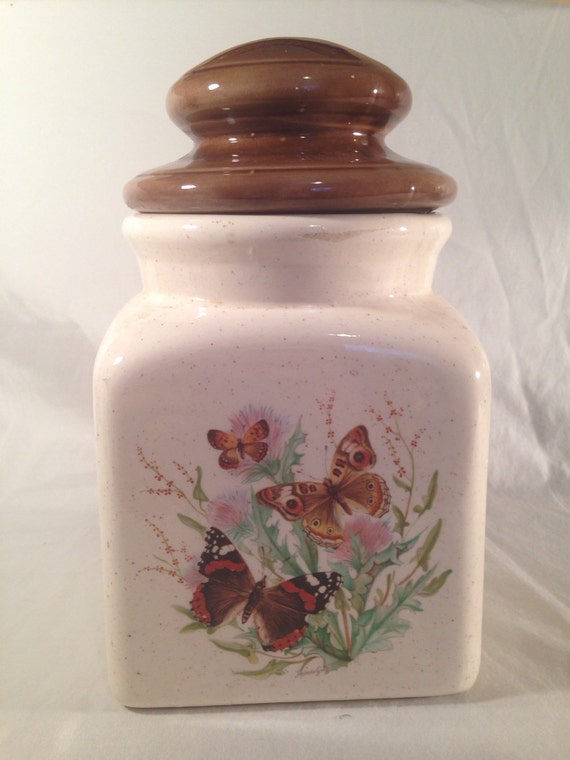 Vintage brown butterfly cookie jar
