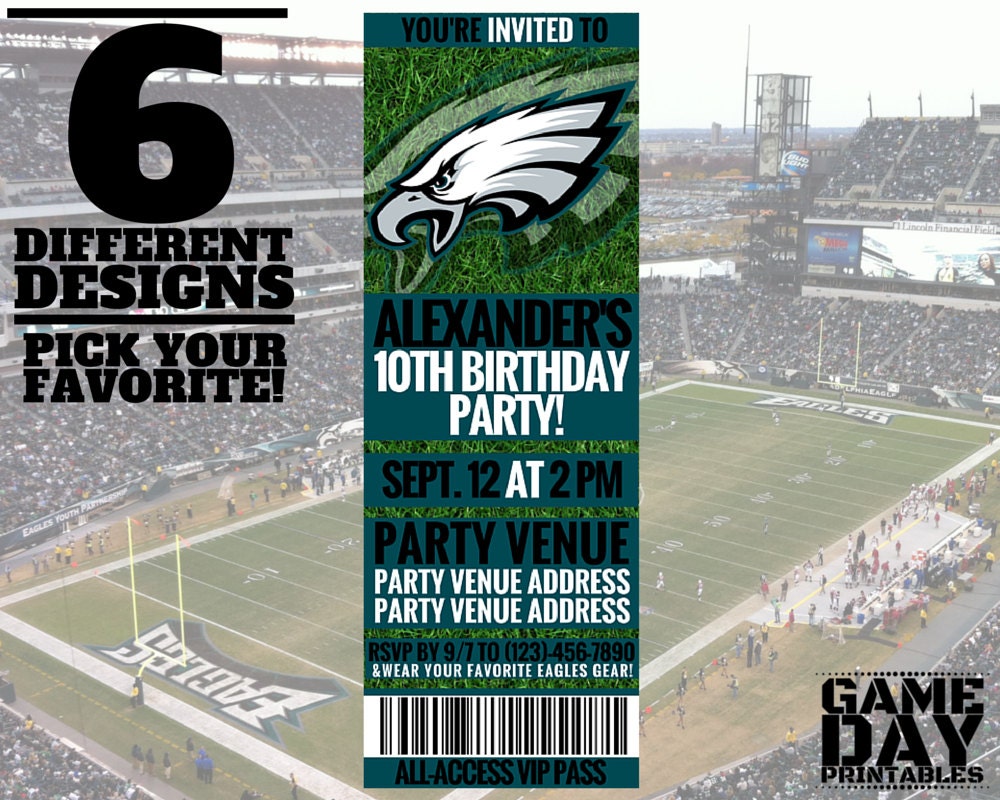 Philadelphia Eagles Invitation Printable by GamedayPrintable