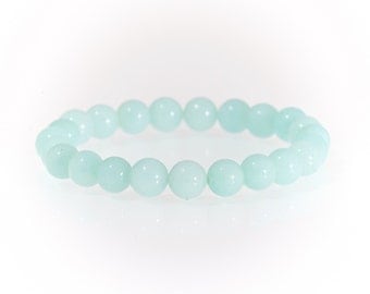 Aquamarine semi precious 6mm gemstone bracelet