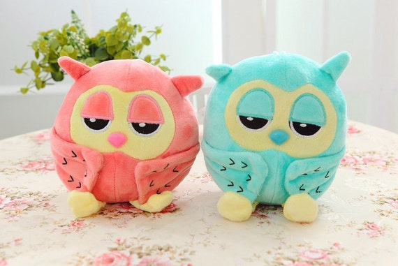 2pcs Super Cute Owl Plush Toy Animal Soft Stuffed by MoratinPera