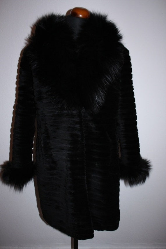 Luxury gift/ Black sheared beaver fur coat/ fur jacket fox