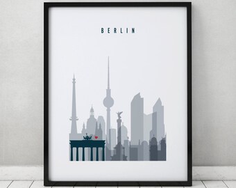 Berlin print, Poster, Wall art, Germany cityscape, Berlin skyline, City poster, Typography art, Home Decor, Digital Print, ArtPrintsVicky.