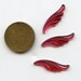 Vintage Glass ANGEL WINGS 3 Ruby Red Flat Back 22mm Molded Pattern Loverly 1331