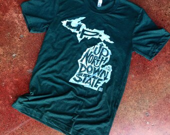 Michigan Up North tee unisex - Green and white
