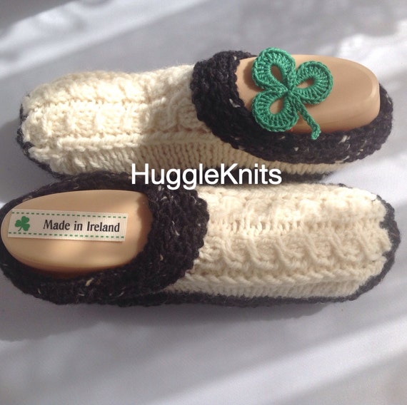 Mens Irish Slippers with non slip soles 100 Irish by HuggleKnits