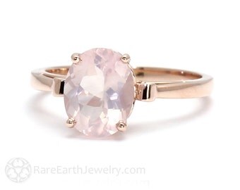 Rose Gold Ring Rose Quartz Ring Fleur de Lis Ring 14K or 18K Gold Pale Pink Ring Gemstone