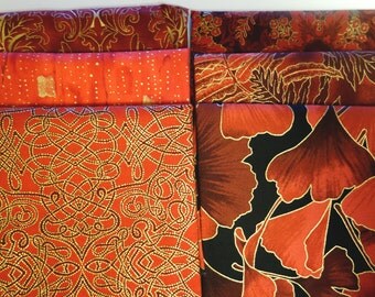 Red Gold Metallic Fabric Fat Quarter 6 pack