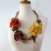 Autumn Felted flower necklace - yellow, orange and rust