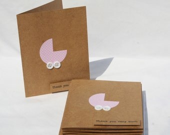 Baby Shower Thank You Cards - Baby Girl Thank You Cards - Kraft Thank You Cards - Thank you Cards - Pink Thank You Cards - 10