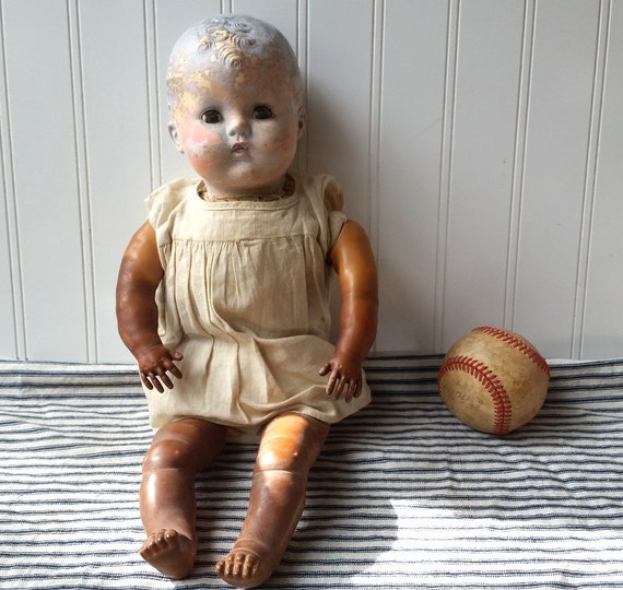 Vintage creepyass Doll cloth body hard plastic by ...