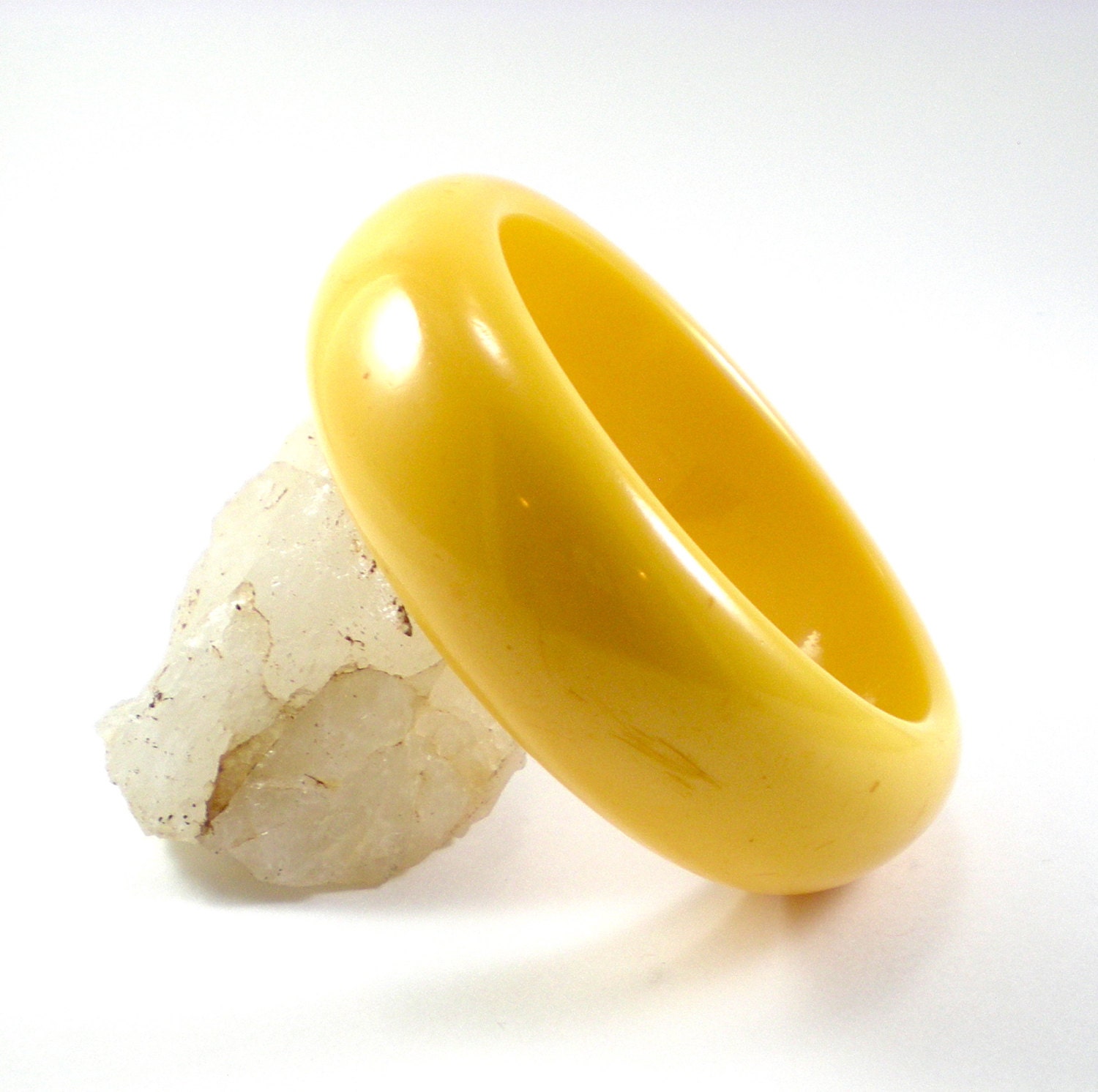 Yellow Bakelite Bracelet Bangle Old Plastic Lucite