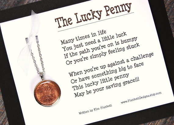 Items similar to Lucky Penny Necklace (2015) - Original Poem & Design
