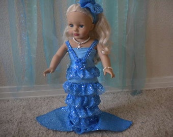 4-pc. Blue Mermaid Costume for 18 inch Dolls