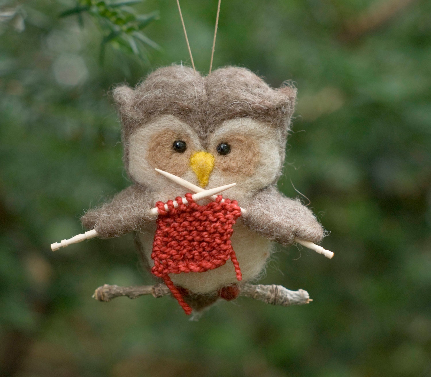 Needle Felted Owl Ornament Knitting