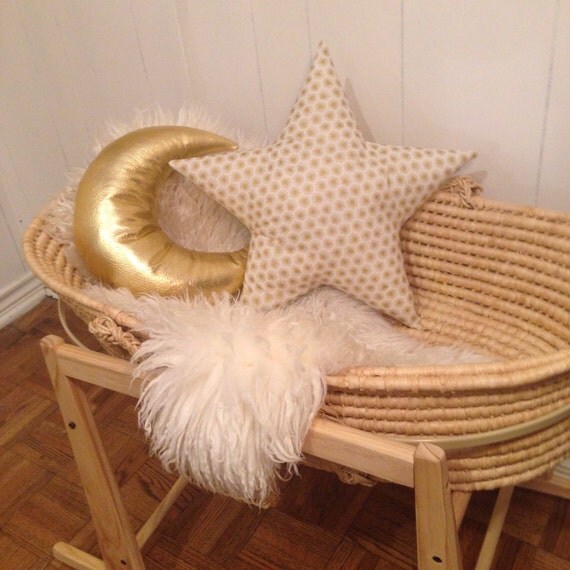 Items similar to Metallic Gold Star Organic Cotton Throw Pillow Plush