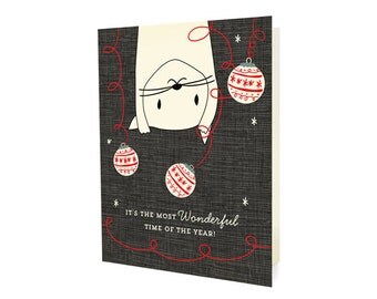 Crazy Kitty Folded Holiday Cards, Box of 10 - Christmas Cards - It's the Most Wonderful Time of the Year - Cat Lover - OC1162-BX