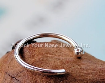 Budded Open Sterling Nose Hoop, Silver Nose Ring, Open Nose Ring, Thin Nose Ring, Dainty Nose Ring, Rock Your Nose - CUSTOMIZE