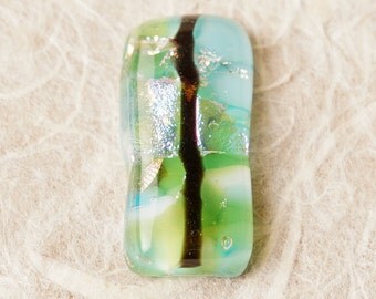 Handmade Dichroic Fused Glass Focal Cab Bead Pendant Necklace