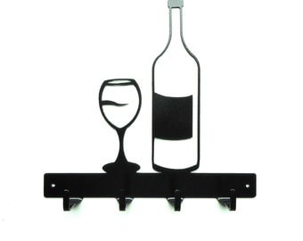 Wine Theme Metal Art Key Rack - Free USA Shipping