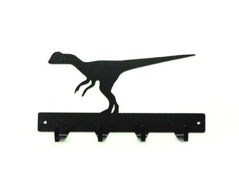 Raptor Dinosaur Metal Art Key Rack - Free USA Shipping