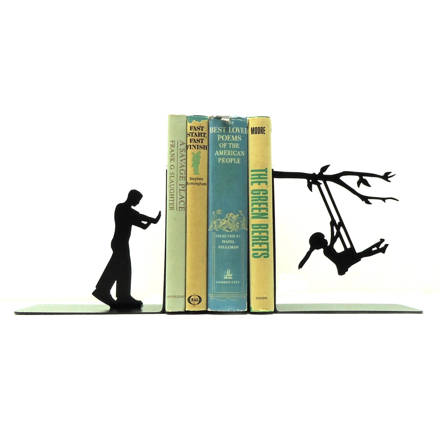 Swinging Metal Art Bookends Free USA Shipping