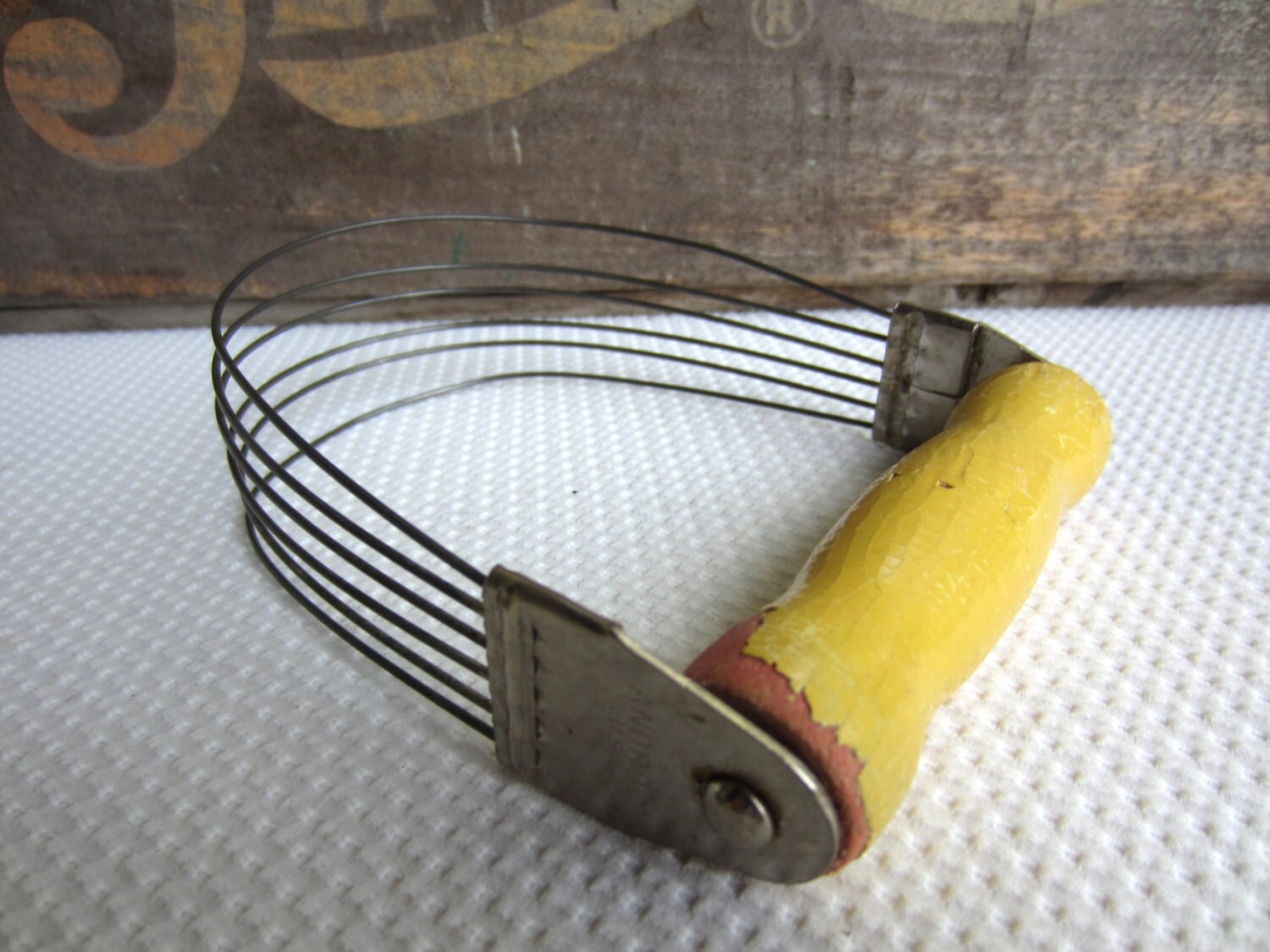 Vintage Yellow Handled Dough Blender Androck Country Cottage