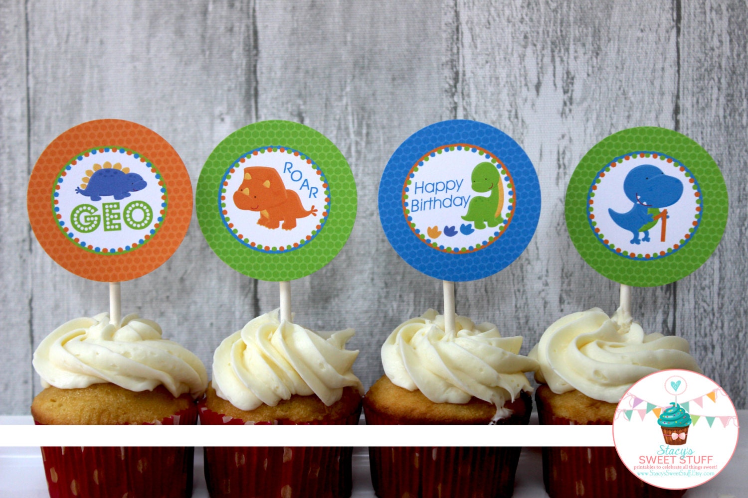 DIY Printable Cupcake Toppers Dinosaur Collection