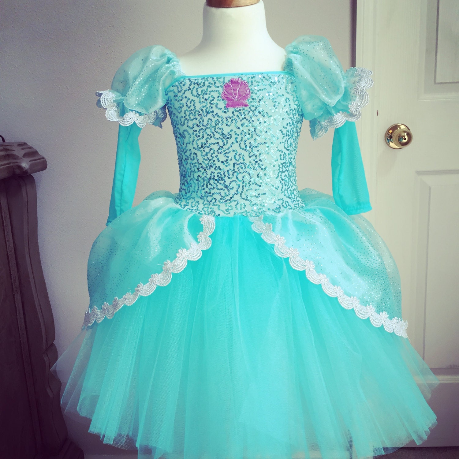 Ariel inspired dress aqua tutu size 5 halloween