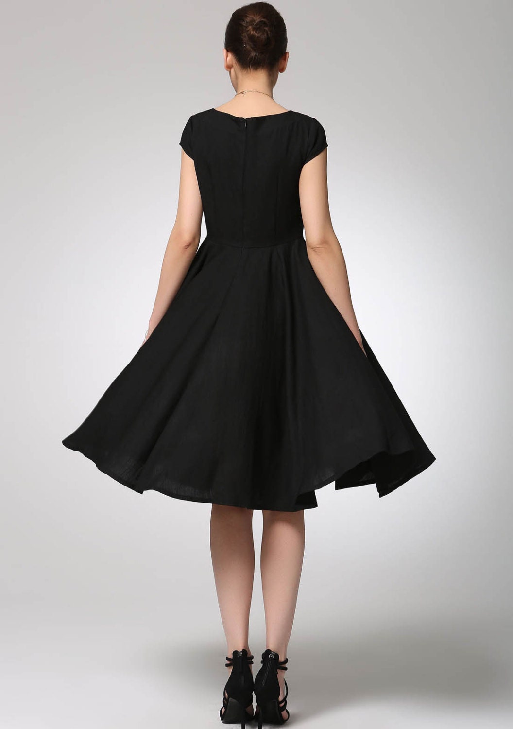 little black dress fit and flared linen dress made of soft