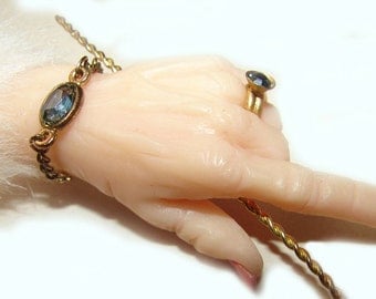 Steampunk Fantasy Fairy Hand Holding a Magical Wand Fully Jeweled Retro Brooch Pin