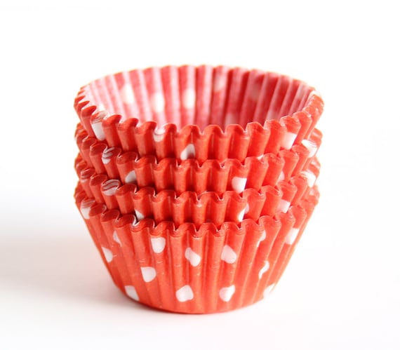 100 MINI Orange Polka Dot Cupcake Liners Il_570xn