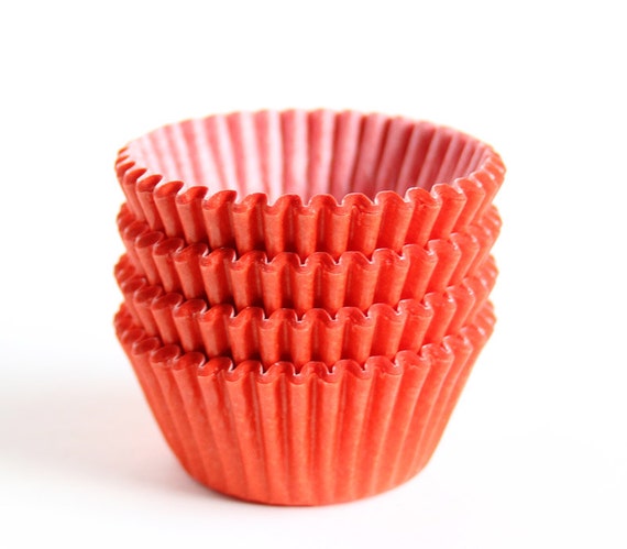 MINI Orange Cupcake Liners, Halloween Mini Baking Cups, Thanksgiving Candy Cups (100) Il_570xn