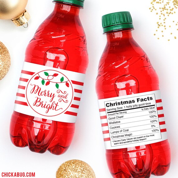 Christmas Water Labels - Merry & Bright - 100% waterproof water bottle labels Il_570xn
