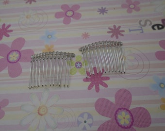 15pcs Silver Wire Silver Metal Hair Combs (12 teeth) 47x37mm - DIY - Wedding Hair Combs - Bridal Hair Combs