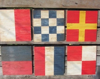 10 Inch Nautical Flags. Rustic Nautical Decor. Nautical Flags. Nautical Decor. Lake Decor. Made to Order
