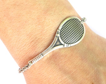 Steampunk Tennis Racket Bracelet- Tennis Bracelet- Tennis Anklet- Sterling Silver Ox Finish