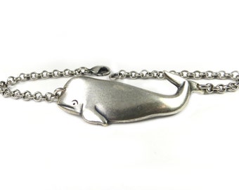Whale Bracelet- Sterling Silver Ox Finish- Custom Bracelet