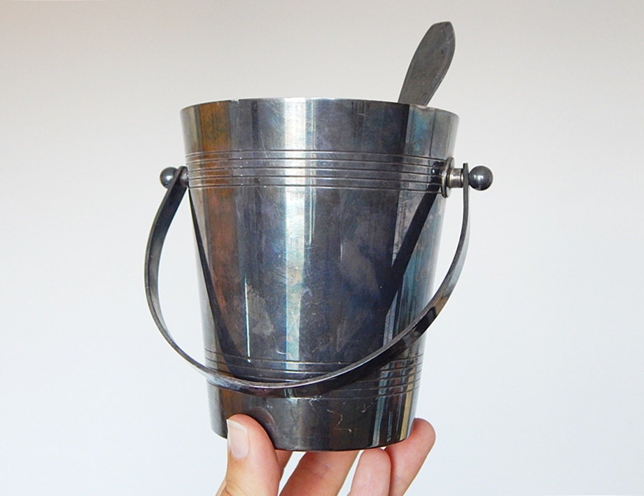 vintage ice cube holder with spoon and container ice bucket Haute Juice